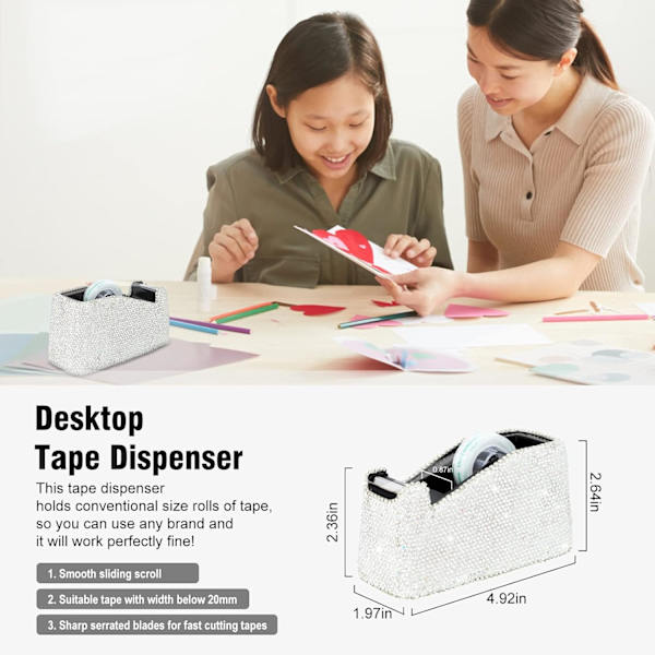 Bling Crystl Luxury  Dimond Round ncil n Pot Holder & Stpler & Crd Holder & Desktop T Disnser Office Sttionery Kit for Fshion White