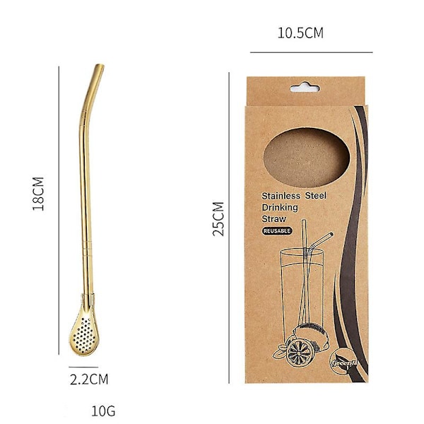 304 rostfritt stål halmsked Creative Drink Stirring Straw Filter Set