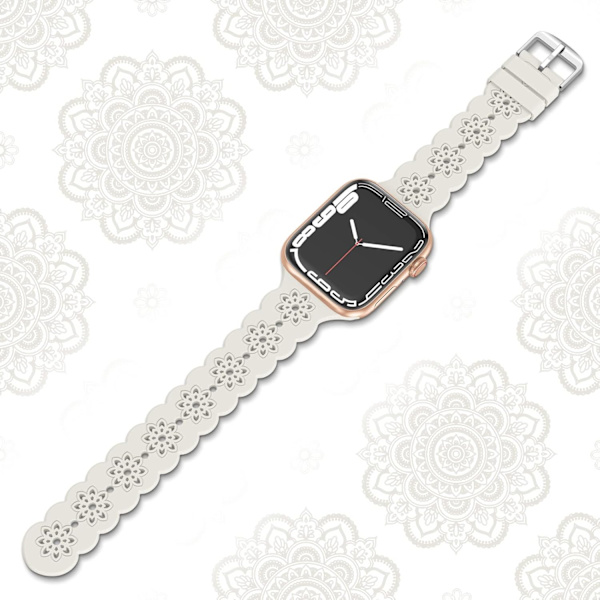 Blommigt silikonband kompatibelt med Apple Watch -band 38 mm