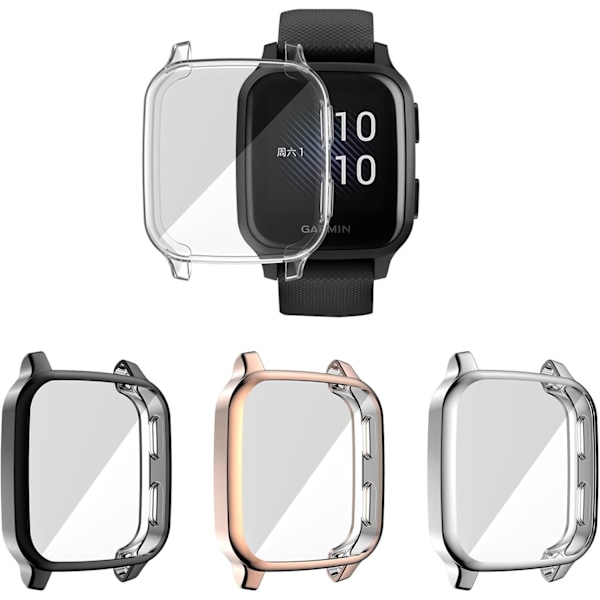 4-pack Skal Kompatibelt med Garmin Venu Sq 2 / Venu Sq Skärmskydd Skal, Mjuk TPU Allround Skyddande Skärmskydd Stötfångarram för Garmin Venu