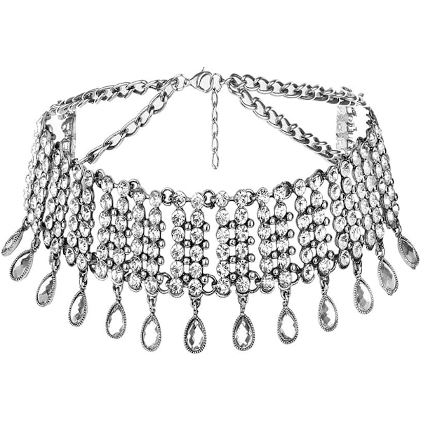 Vintage Boho Full Rhinestones Halskjeder Dusksmykker Sett Lagdelt Anheng