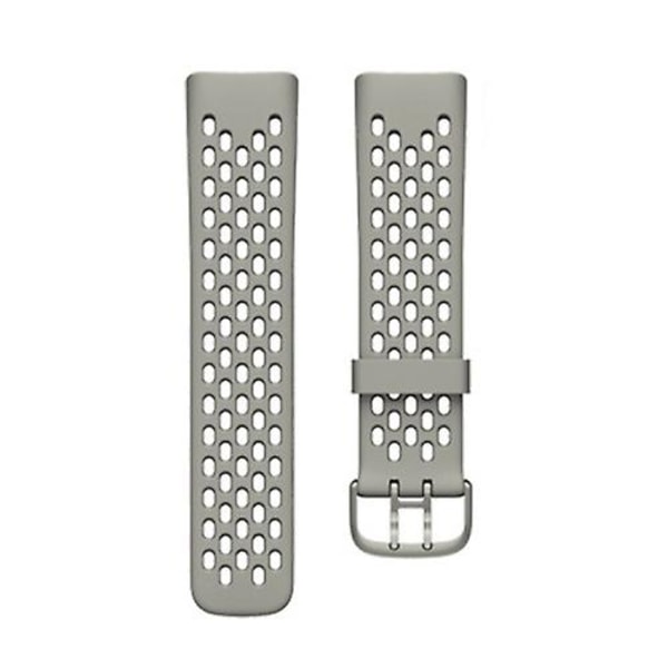 For Fitbit Charge 5 Silicone Hole Watch Band MKY Rock Grey