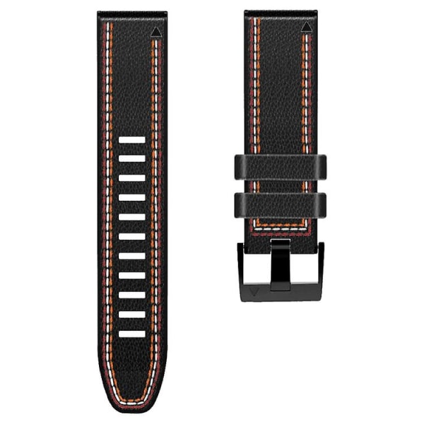 Til Garmin Fenix 7 Tricolor Stitching Silikone Læder Rem GUR Black