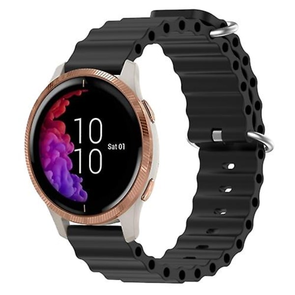 För Garmin Venu 20mm Ocean Style Silikon Solid Color Watch Band JTT Black