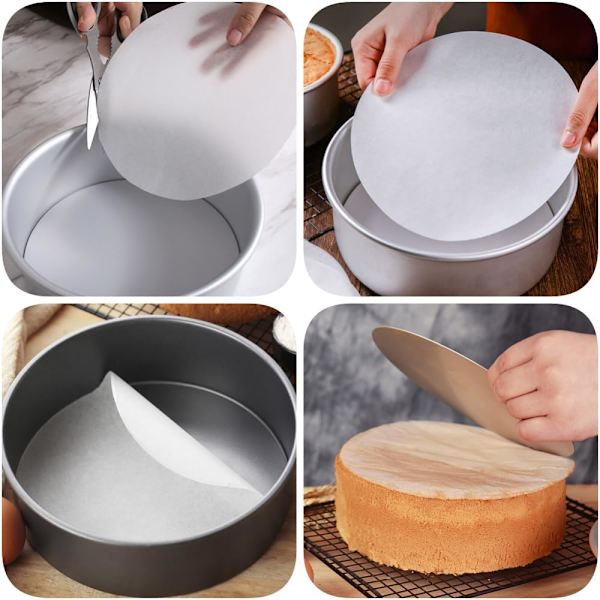 Bakplåtspapper Set (200 st) - Non-Stick Greaseproof Cirklar för Kaktårtbakning och Matlagning