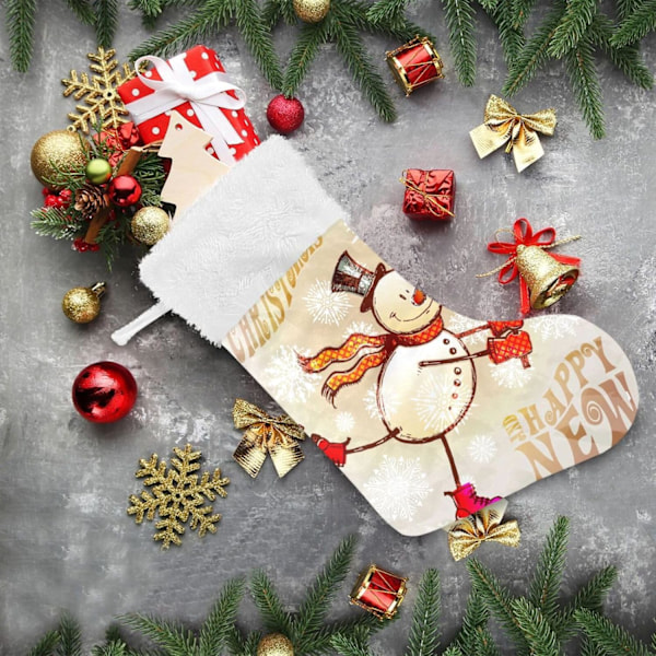 Julklapp, personliga julklappsstrumpor 2-pack Happy Skating Snögubbe till jul 45,7 cm Julstrumpor Hängande Ornament Kam