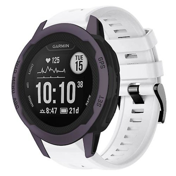 Til Garmin Instinct 2s Metal Spænde Solid Color Silikone Urrem URH White