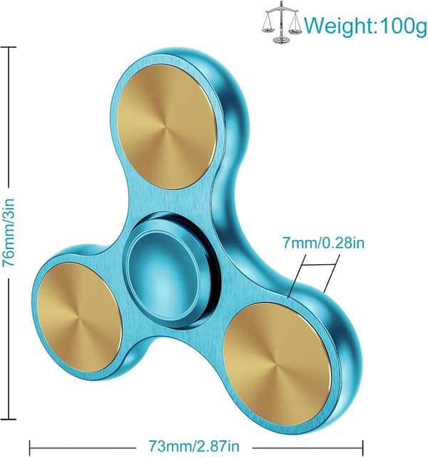 Fidget Spinner i rustfritt stål - Spinner 4-10 minutter - ADHD for alle aldre (Himmelblå)