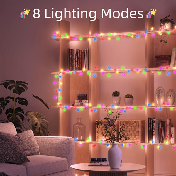Stjärnljus 120 LED 40FT, 8 lägen Plug in Star Fairy Lights med timer och minne, inomhus utomhus stjärna julblinkande ljus för födelsedag