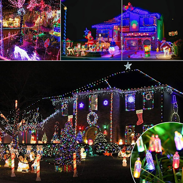 Batteridrevne julelys, 33ft 100LED batteridrevne minilys 8 lysmoduser timer vanntett for hjem, hage, fest, ferie,