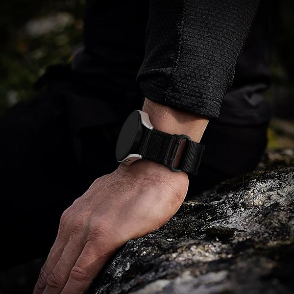 20mm armband kompatibel med Galaxy Watch 7/6/5/4 44mm 40mm/6 Classic 47mm 43mm/5 Pro/4 Classic/3 41mm, militär robust nylon sportband svart