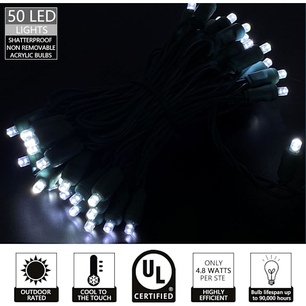 50 st breda vinkel 5 mm mini LED-julbelysning, vita LED-slingor för