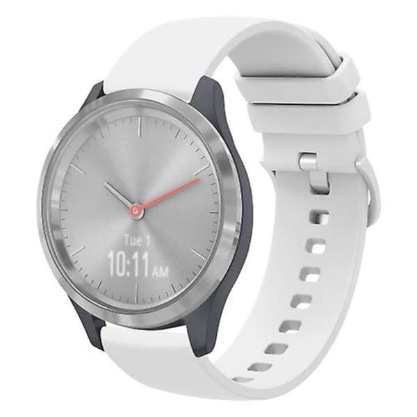 För Garmin Vivomove 3s 18mm enfärgat mjukt silikonklockarmband BQI White