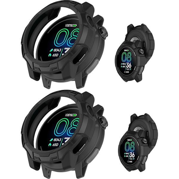 2-pack Skal för COROS PACE Pro GPS Sportklocka, Smartwatch-skydd TPU-material, Lätt att installera, Fallsäkert, Mjukt, Skyddande skal för COROS PACE Pro (Svart)