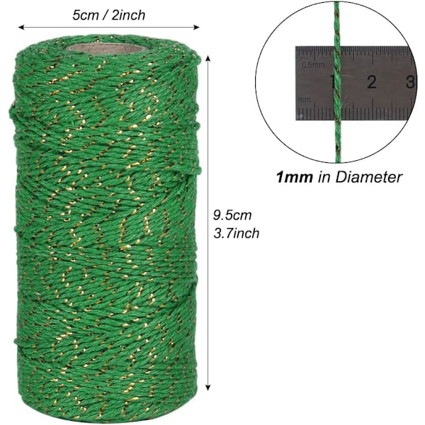 Bomullsbageritråd, 2 rullar x 328 fot 1 mm metalliskt guldtråd