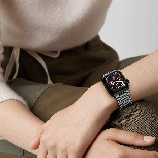Band kompatibel med Apple Watch Series 6 band 44 mm til mænd, sort