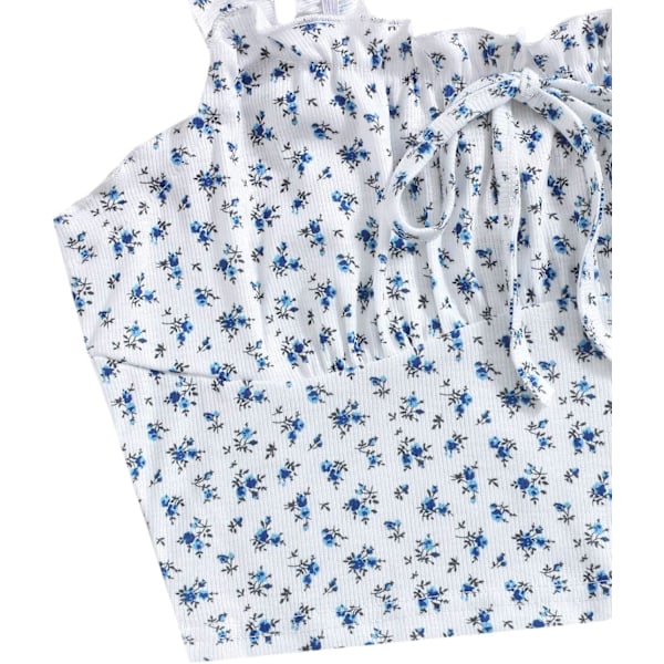 Kvinners Volang Trim Stropp Bånd Knute Rynket Front Bustier Crop Top