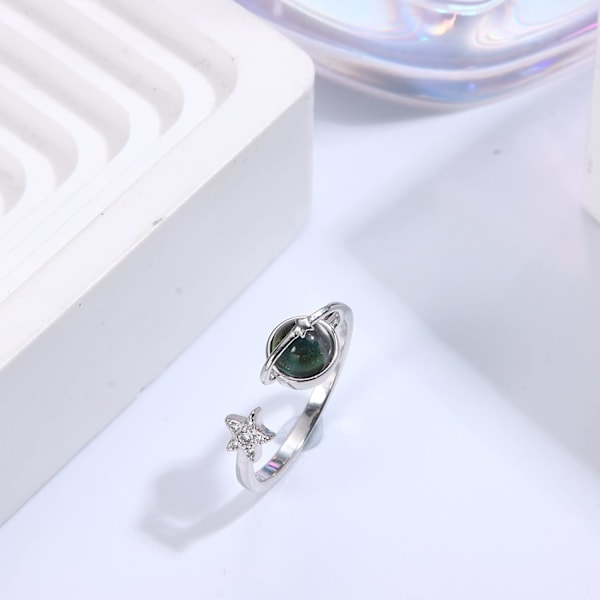 925 Sterling Silver Mood Ring - Justerbar temperaturkontroll Färgbyte Mood Ring