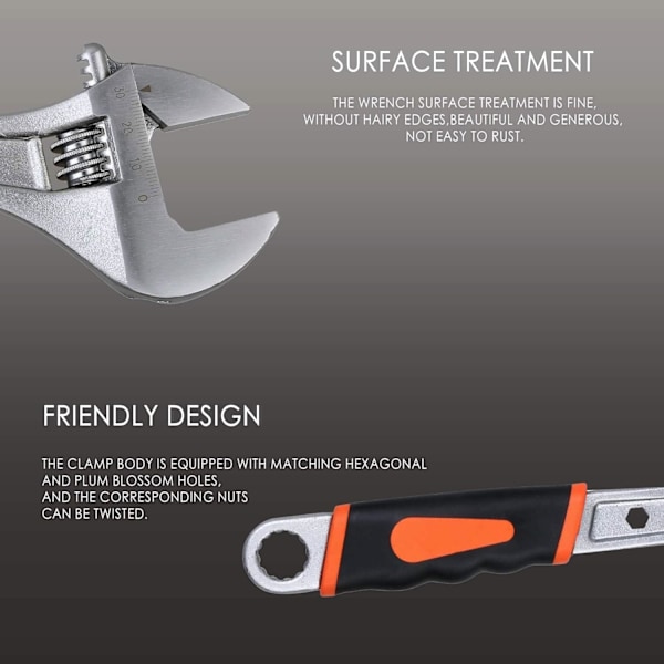 Universal Spanner Mini Mutter Nøkkel. Åpning Kjeve TPR Grip Justerbar Skiftenøkkel
