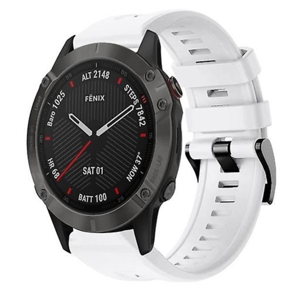 Til Garmin Fenix 6 Sapphire Gps Metal Spænde Solid Color Silikonurrem BFH White