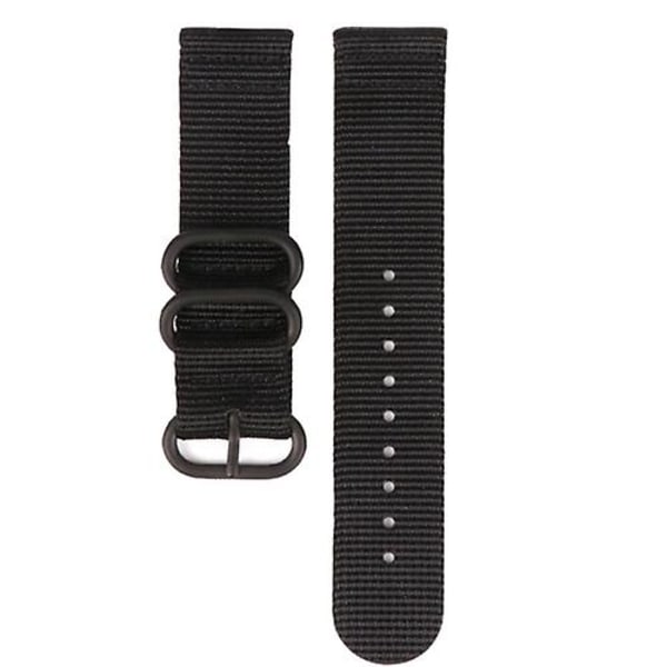 För Suunto 7 Tre-ringars Stålspänne Nylon Klockarmband KCU Black