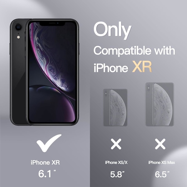 Silikonikuori iPhone XR:lle, 6.1-Ih, Siy-pehmeä täyssuojaava kuori, iskunkestävä suojus mikrokuituvuorella (Musta) Musta