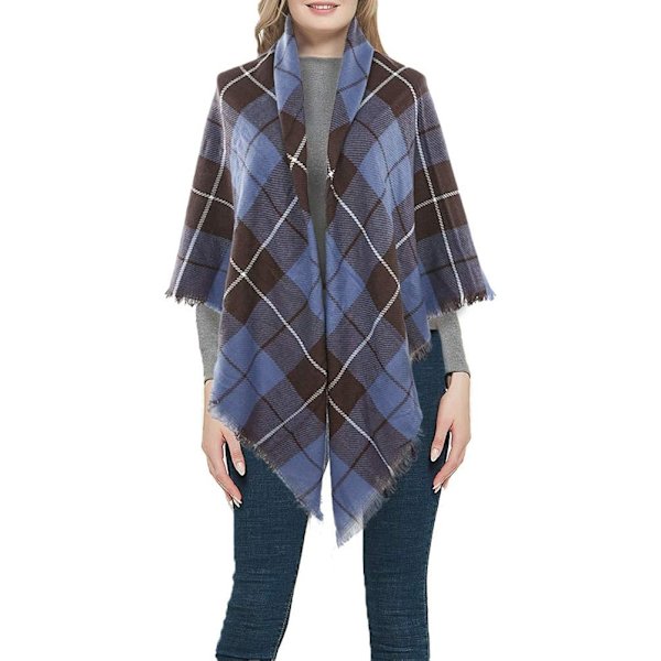 Varm dam filt halsduk oversized tofs tartan wrap sjal rutig mysig rutig