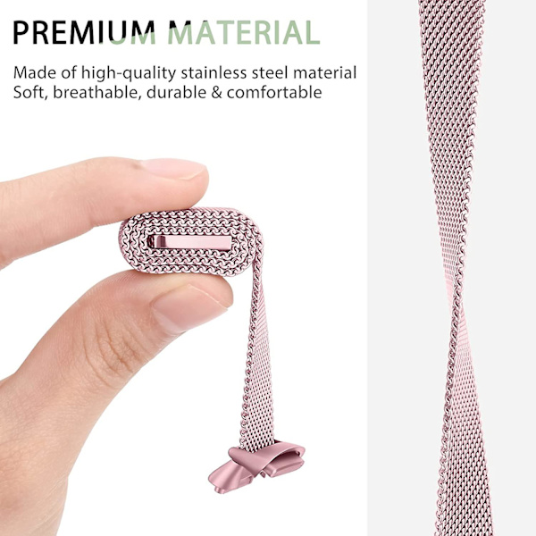 Justerbar rem til Fitbit Luxe/luxe Special Edition Fitness Tracker i rustfrit stål mesh-løkke Rose Pink