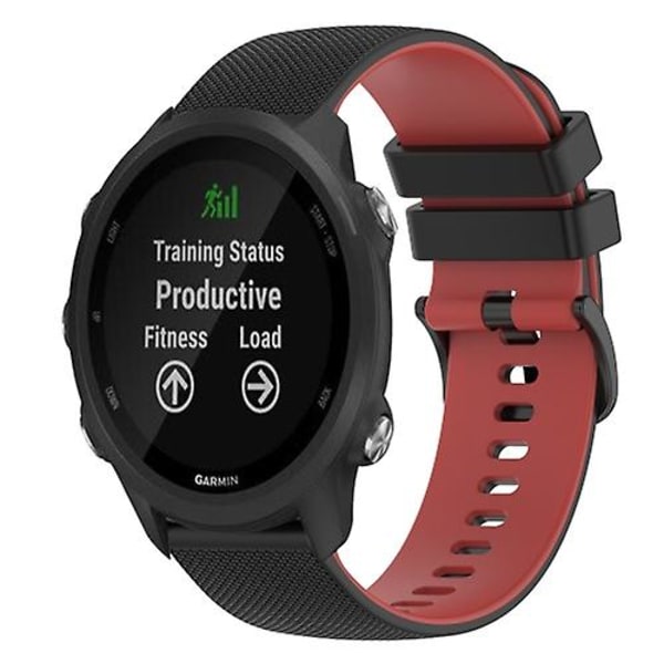 Til Garmin Forerunner 245 20mm Ternet To-farvet Silikone Urrem SWT Black-Red