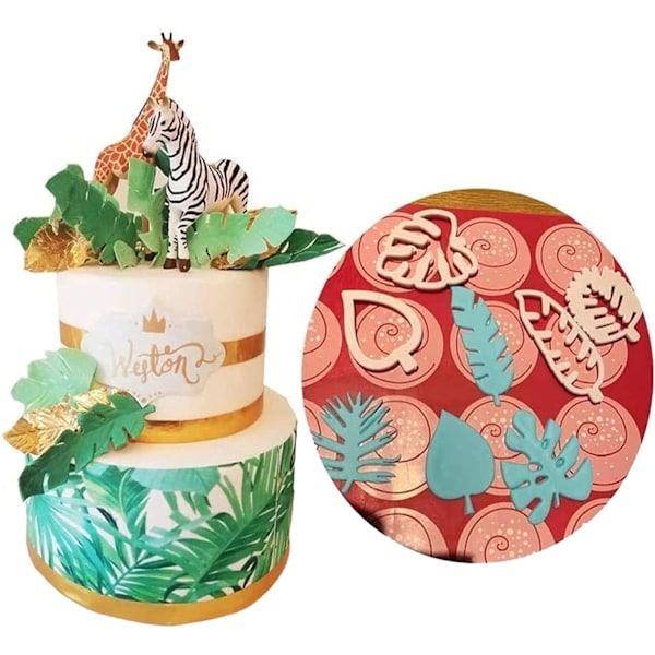 Tropiske blader kakeformsett - Fondant kakedekorering