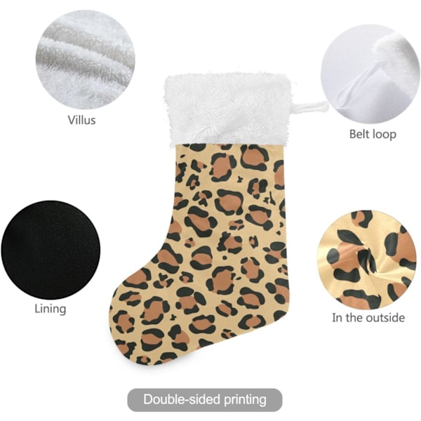 Julklapp, personliga julklappsstrumpor set om 2 gula leopard 45,7 cm julstrumpor hängande ornament spis för träddekoration