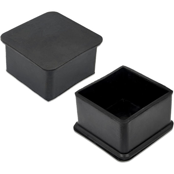 Kvadratiska halkfria gummibensskydd för tunga möbler, stolsbensskydd för golv, 50 x 50 mm, 2\" x 2\", svart, 10 st svart 50 mm x 50 mm svart