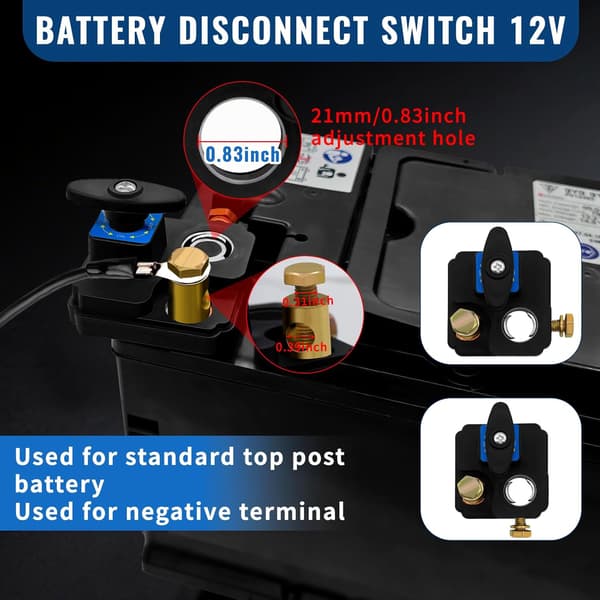 2 Batteriafbrydere 12V 24V, Kraftig Batteriafbryder, Batteristrømafbryder Isolator Kill Switch, Batteri Kill Switch til Bil, Autocamper og