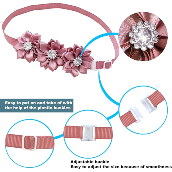 20 st jul hundhalsband rosett blomma med diamantkristall, justerbar valp hund jul krage rosetter husdjur krage slips katt flugor för