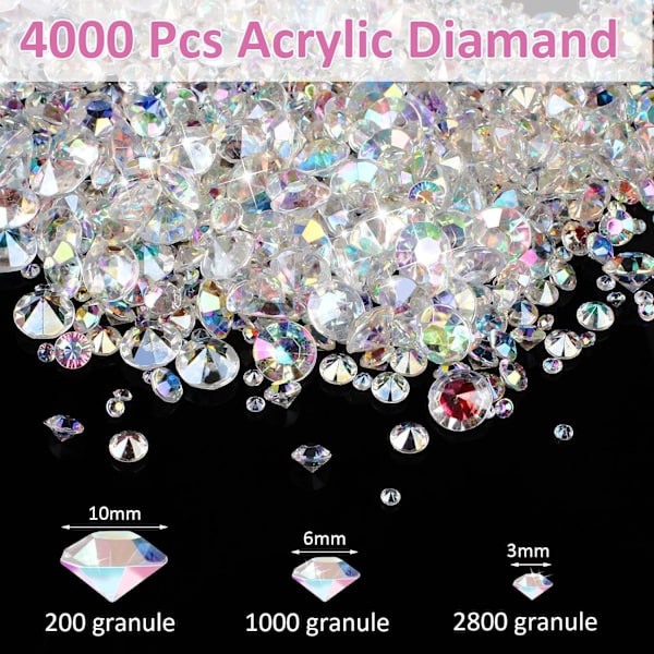 Scatter Crystals - 4000 stk Akryl Rhinestones for Dekorasjoner