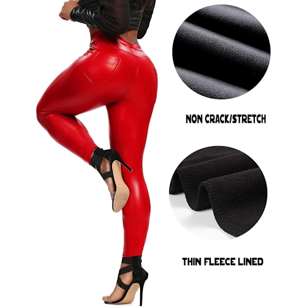 Kvinnors Leggings i konstläder Byxor PU Elastiskt formande höft