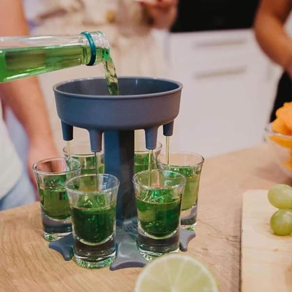 wxsp 1 Set - Vin Dispenser - Med 6 Glas - Grå Ram Vit