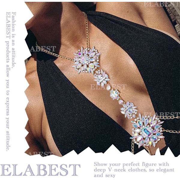 Boho Rhinestone Statement Brystkæde Krystal Halskæde Krop
