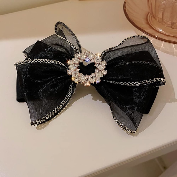 Stor rosett hårklämma Rhinestone hårklämma starkt grepp rosett hår