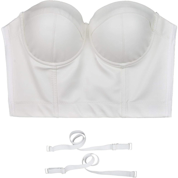 PU Læder Bustier Crop Top Push Up Club Fest Kvinders Korset Top BH Hvid