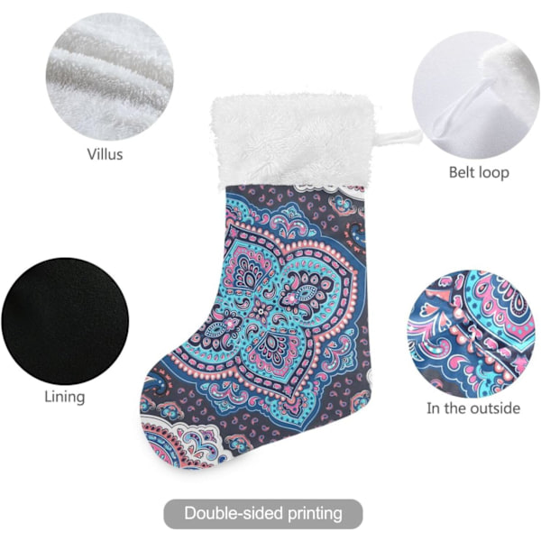 Jule-Strømpe, Personlige Jule-Strømper 2-pak Bohemian Mandala Aztec 45,7 cm Jule-Strømper Hængende Ornament Pejs til Træ