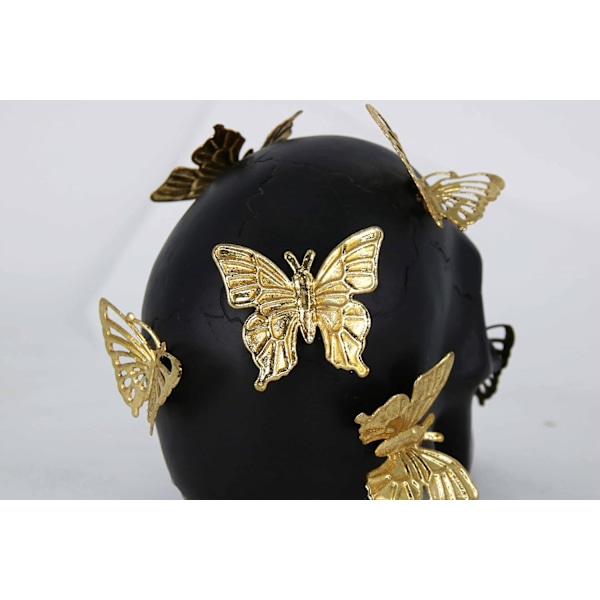 Sort kraniefigur med guld sommerfugl,    Dekoration Hjemmeindretning Samleobjekter Figurer (Lille) Sort Sort