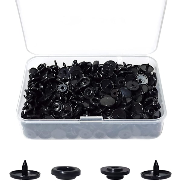 100 set T5 plastspännen runda harts tryckknappar för kläder blöjor hantverk