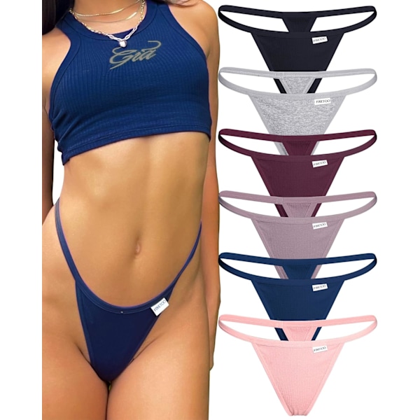 6-pack G-string stringtrosor för kvinnor Bomullstrosor Låghöjd