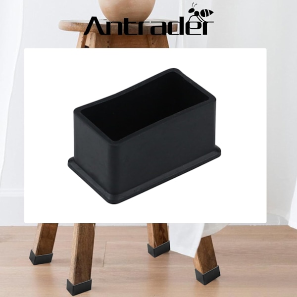 16 stk 1-1/2\" x 2-1/4\" rektangulære møbelføtter av PVC-filt, bordstolbenfot-endehetter, deksler, beskyttere, svart svart 1-1/2\" x 2-1/4\" svart