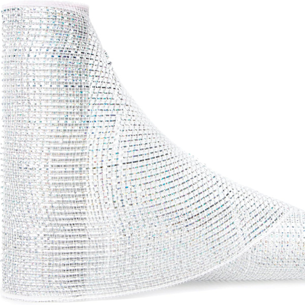 Vit Deluxe Metallic Mesh Ribbon, 10 tum x 30 fot(10Yard), Vit med