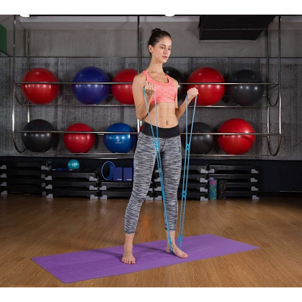 7 ringar stretchövningsband, bärbar silikon elastisk flex yoga stretchband fysisk terapi rehab bälte, hemträning blå