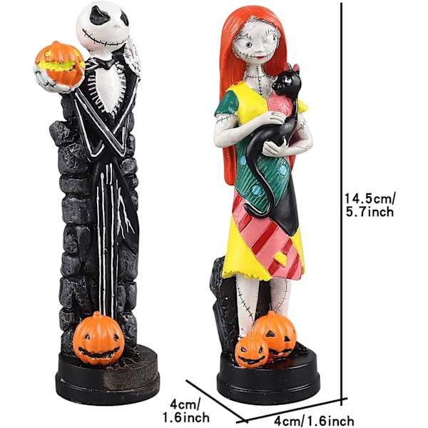 A Nightmare Before Christmas Figurer Set ~ 2 Pack Jack Skellington och Sally med Pumpa     Staty Skulptur Heminredning Samling