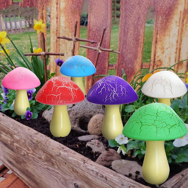 8-pakke nyeste sprukne sopp for hagedekor, solcelledrevne sopplys utendørs, super søt lunefull hagekunst for hagedekor gnom blomsterbed