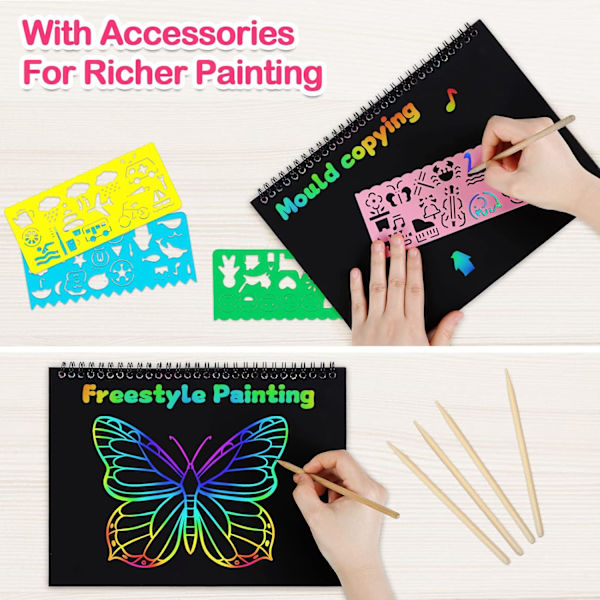 Scratch Art och handgjorda leksaker och spel Art Set för 4-9 flickor